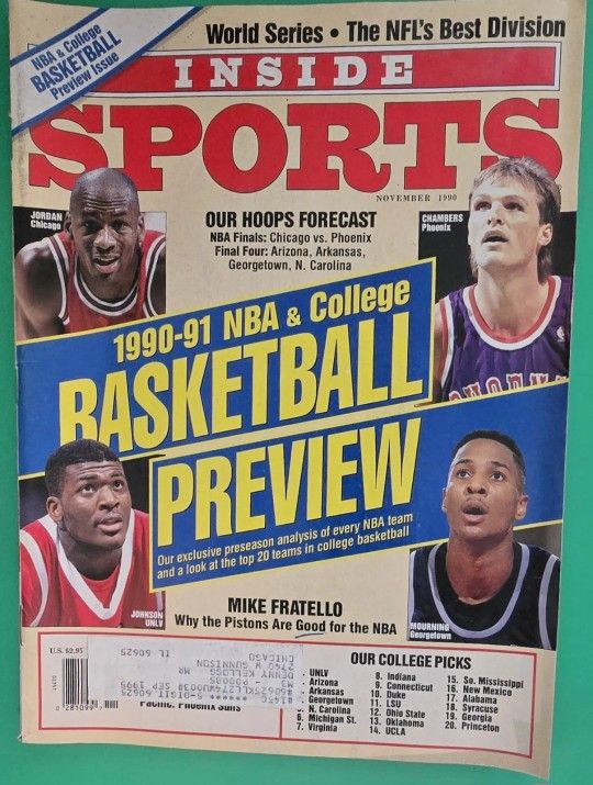 NOVEMBER 1990 INSIDE SPORTS MAGAZINE FEATURING NBA & COLLEGE BASKETBALL