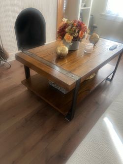 Rustic Wood and Metal Coffee Table