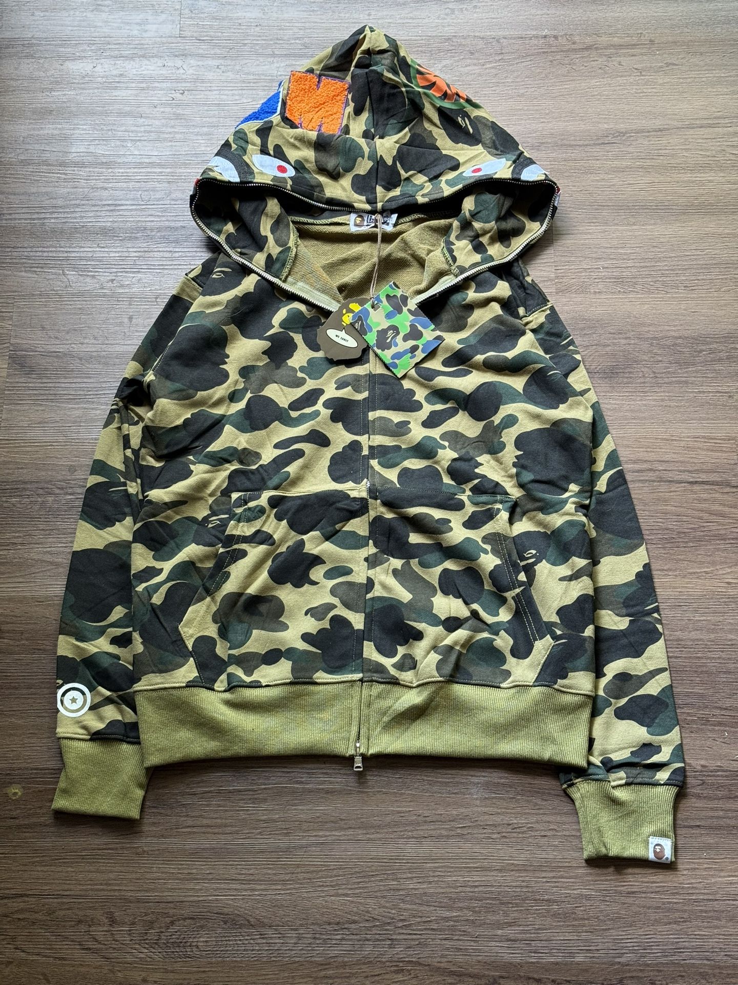 BAPE Shark Hoodie Green Camo Zip Up Size [L or M]|  A Bathing Ape 🚚 FAST SHIPPING TEXT ME IF YOU WANT OTHER SIZES #Bape #SharkHoodie #Streetwear #Cam