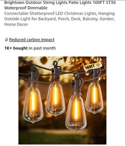 NEW 100FT BRIGHTOWN OUTDOOR STRING PATIO LIGHTS