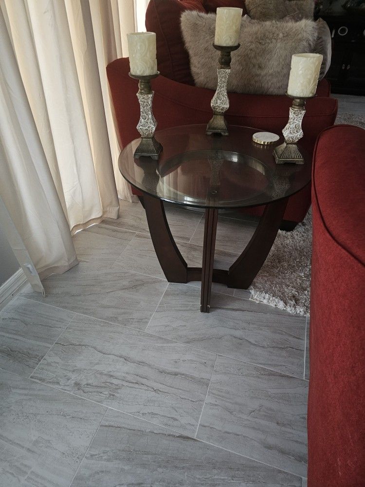 Glass Top Coffee Table and Side Table