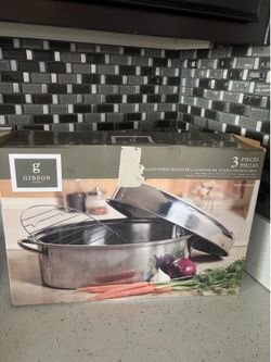 3 piece stainless steel roaster with lid