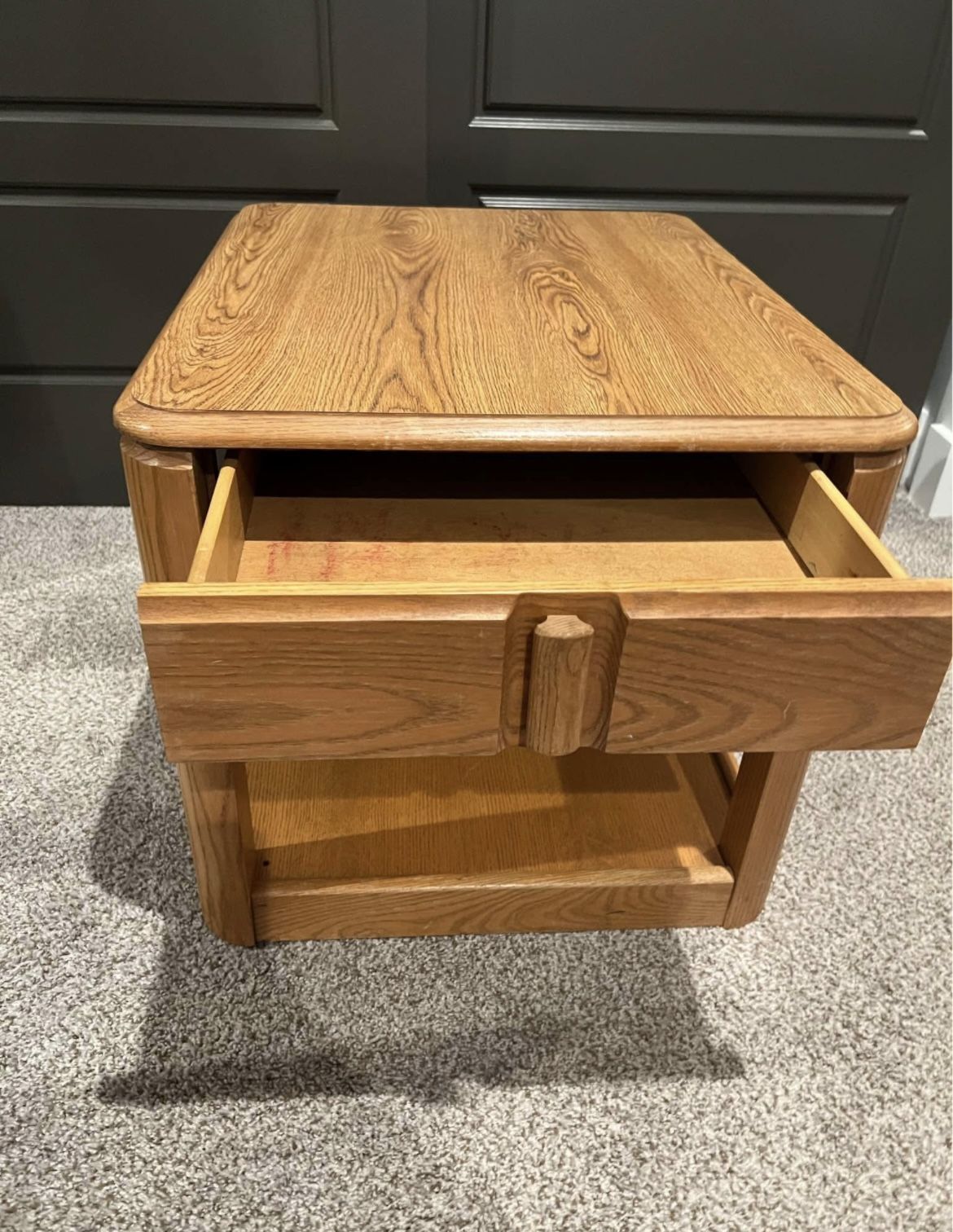 Wooden Side Table On Wheels