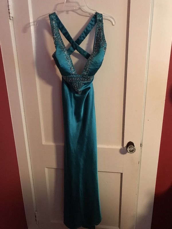 Teal blue prom dress