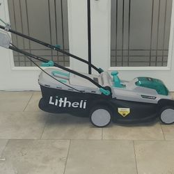 Litheli Cordless Lawn Mower 17 Inch, 2 x 20V W/ Bragger 