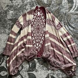 No Boundaries Cardigan Burgundy and Creme Combo Juniors Size L