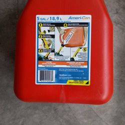 Like New Five Gallon Gas Can With Safety Shut Off Spout