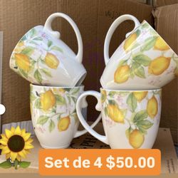 Tazas Para Cafe Set De 4 Especial $50.00 Línea Limoncellos Marbella Princess House Ventas Finales 