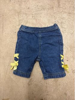 The Children's Place Girls Denim Bermuda Shorts 18M Blue/Yellow Elastic Pull On