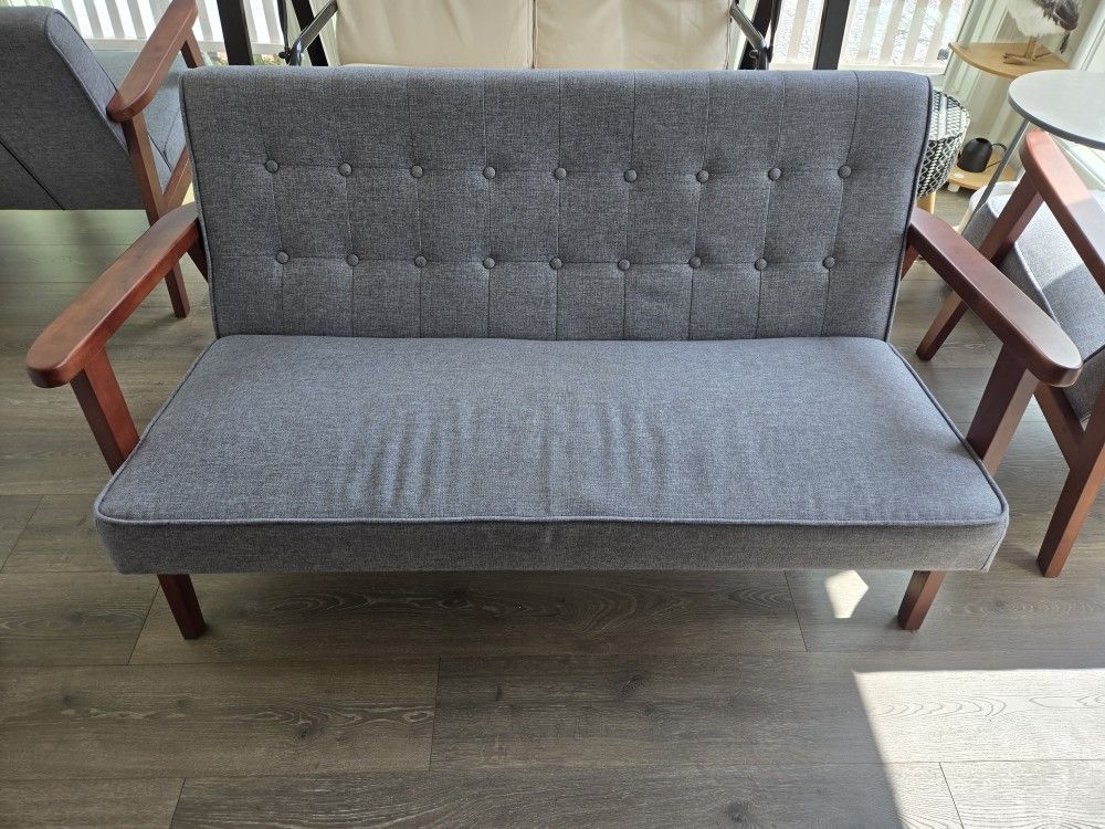 Mid-Century Modern 2 Seater Cushioned Couch