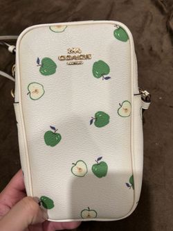 Coach cream and apple print crossbody bag