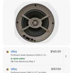 Proficient Audio C645 In Ceiling Speaker W/6.5"Woofer&1"Tweeters