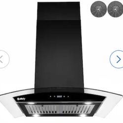 AKDY 30 inch Convertible 343-CFM Black Island Range Hood