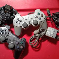 Two Sony Game Controllers Cords