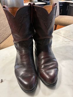 Vintage Dark Cherry Red Lucchese Cowboy Boots Men's Size 8 1/2 EE