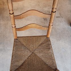 Vintage Ladder-Back Chair , Rush Seat