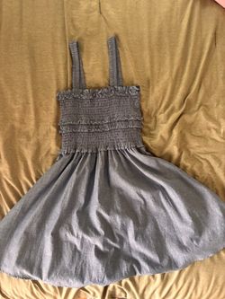 Blue Smocked Bodice Mini Sundress