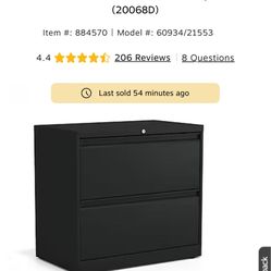 Black 2 File Drawer Lateral File Cabinet 