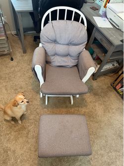 Grey and white Glider with Ottoman