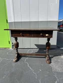 Antique table with two drawers in solid oak