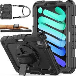 Shockproof Case For iPad Mini 6 (2021) With Pencil Holder/ Stand And Strap