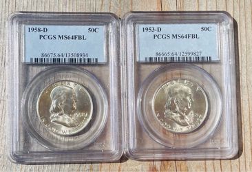 Franklin Half Dollar PCGS MS64FBL Coin Pair