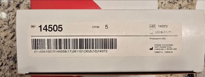 Hollister 14505
New Image FlexWear Convex Skin Barrier
2-piece system
Convex
Tape border
Pre-sized 1-1/8" opening (29mm)
57mm flange
Box of 5
, 8 boxe