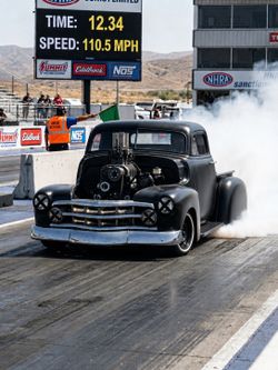 1949 Chevy blown HEFFẽ chopped bagged blown gasser linked