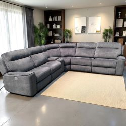 Grey 6-Piece Recliner Sectional (Delivery Available)