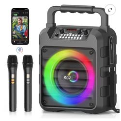 Karaoke Machine 2 Wireless Microphones 30W Bluetooth Speaker Disco Lights