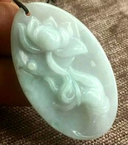 Burmese icy type A jadeite jade pendant lucky hand hold Lotus.