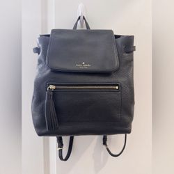Kate Spade Pebbled Black Backpack with Tassel
