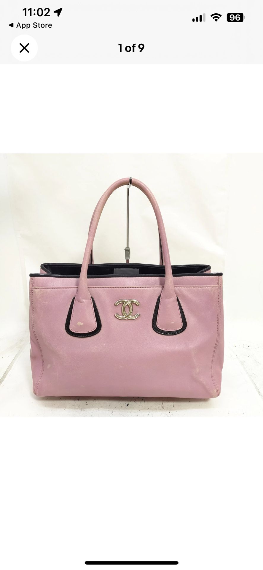 Chanel lambskin Leather executive Tote Purse Handbag purple cc silver hardware