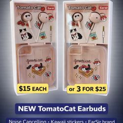 Super Cute Tomato Cat Earbuds