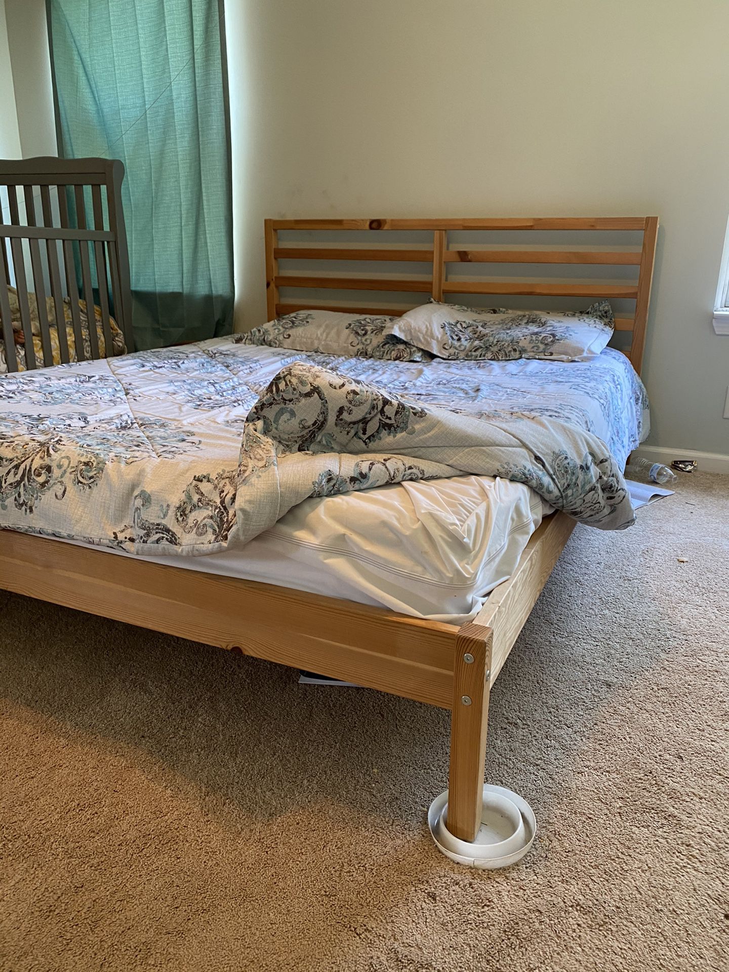 Bed from IKEA + covered mattress (sanitized)