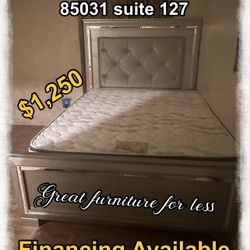 Queen Size Bed Frame With Pillow Top Mattress And Boxspring Brand New
