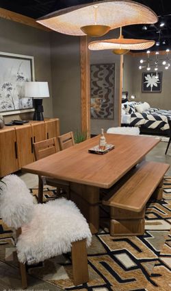 New 6 pc Mia Rectangular Acacia Wood Dining Table collection