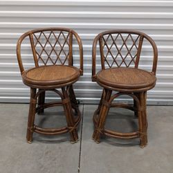 Pair of Child's Rattan Swival Chairs - Delivery Available