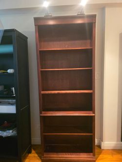 Wooden Bookshelf with Top Lights