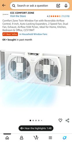 Comfort Zone Reversible Window Fan