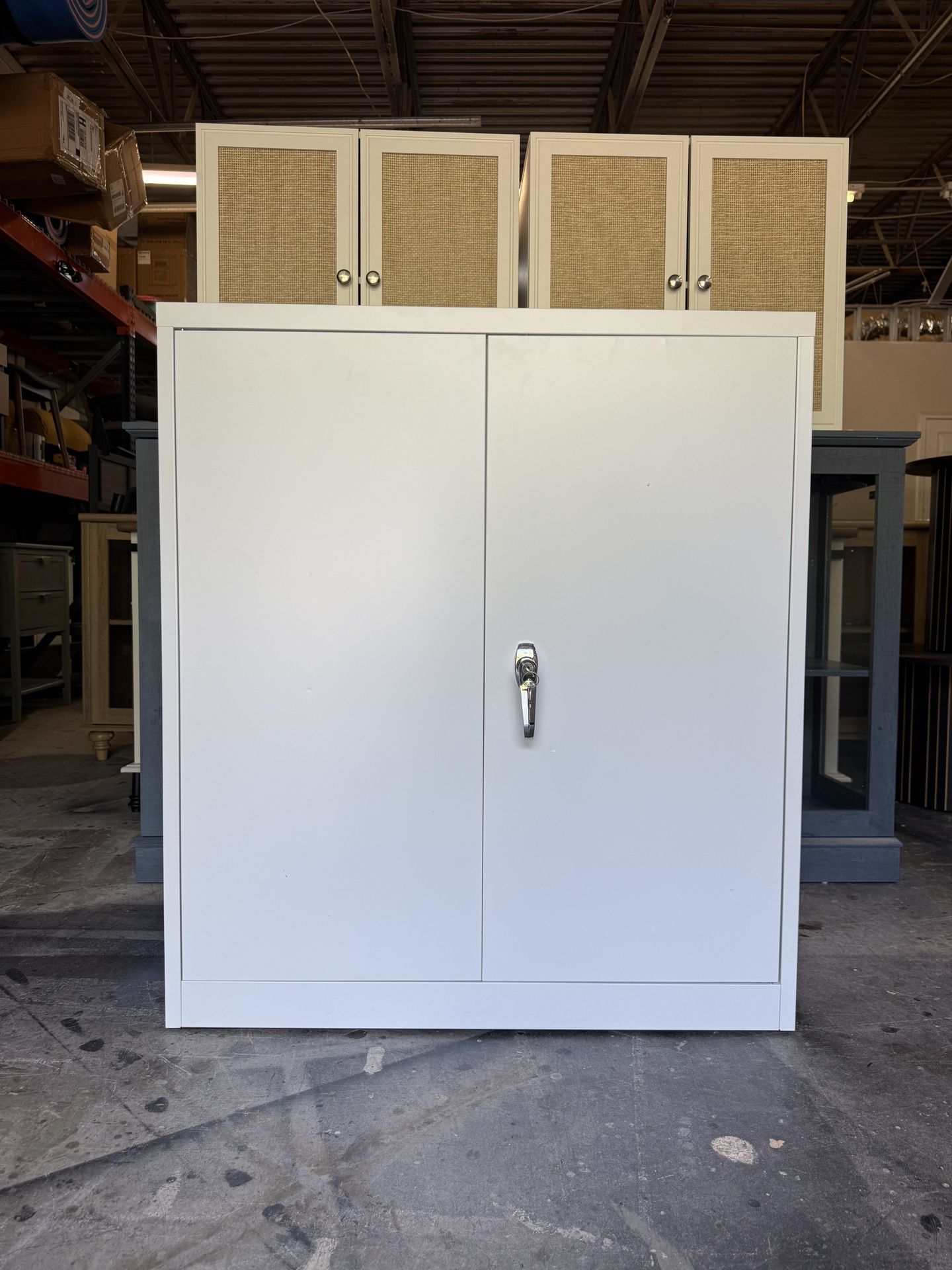 36 inch Metal Storage Cabinet with Doors and Shelves,Small Garage Storage Cabinet with Lock,Black Metal Cabinets with Locking Doors for Home,Office,Sh