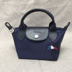 LongChamp Le Pliage Tres Paris Navy Mini pouch with Shoulder Strap