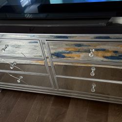 Modern/Glam Mirrored 6 Drawer Double Dresser