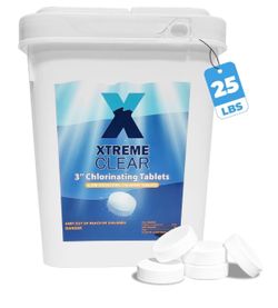 25lbs 99.99% 3" Swimming Pool Chlorine Tablets Pure Tri-Chlorine Long Lasting Slow Dissolving Pro-Grade Sanitizer Spa