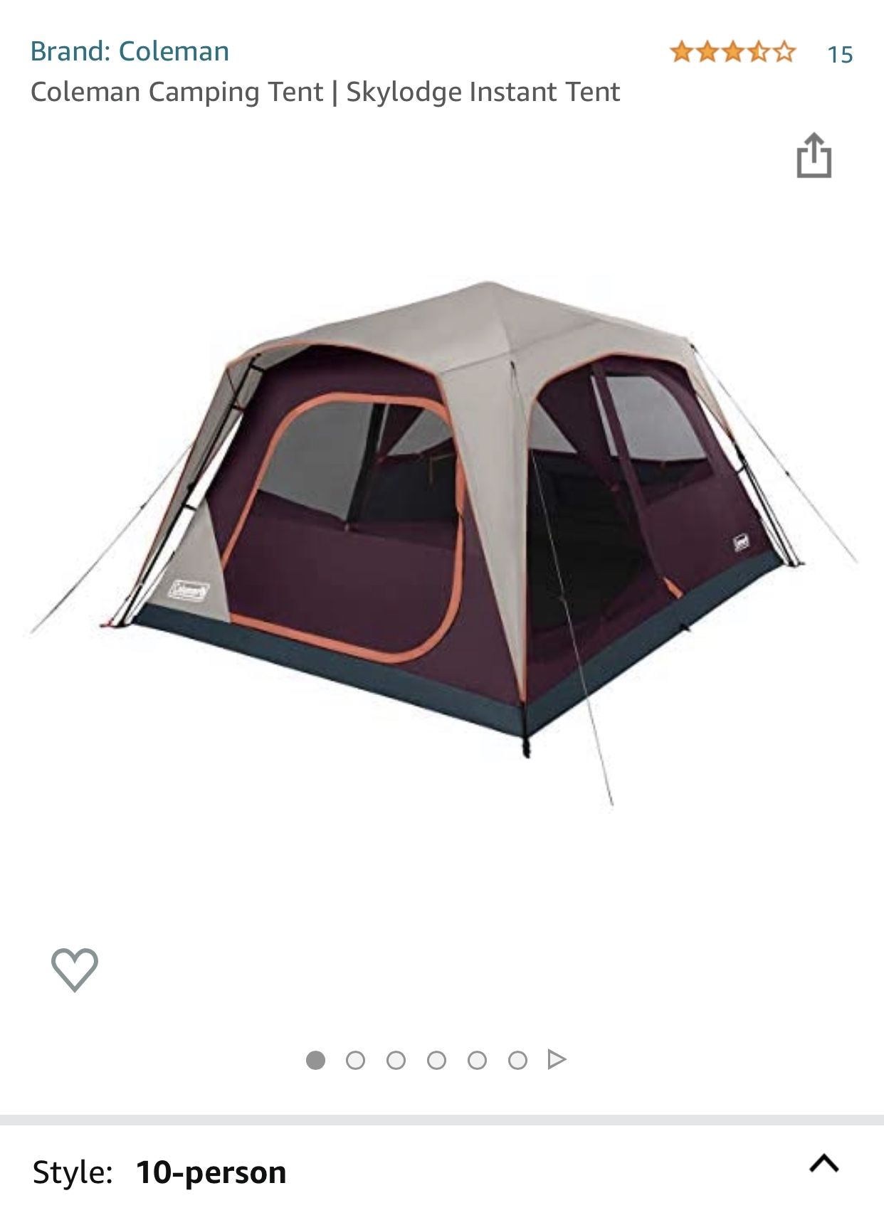 Coleman Camping Tent 10 Person Skylodge Instant Tent