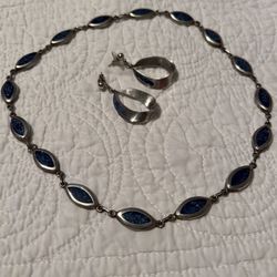 Silver Necklace And Earrings 