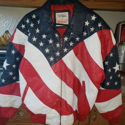 RARE vintage American flag Leather coat