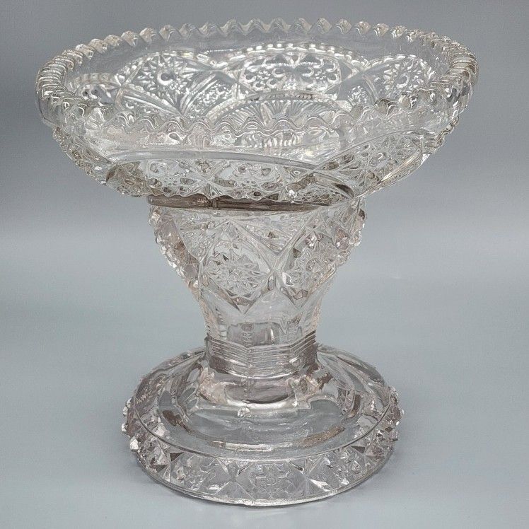 Vintage Trifle Centerpiece Pedestal Bowl Vase Lead Crystal 8" Pinwheel