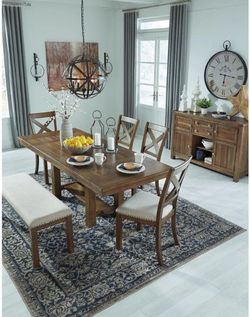 Casual rustic Style Dining set w/2 extension leaves