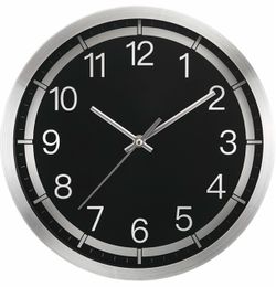 Round Wall Clock Silver and Black